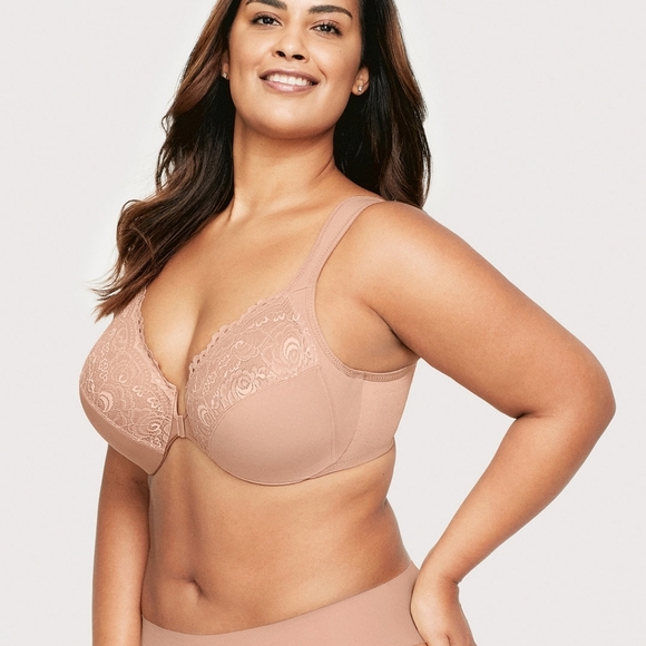 Glamorise Elegance Wonderwire Front-Close Underwire Full Coverage Bra 48B Tan - Picture 1 of 7